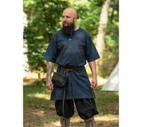 Schlichte Mittelalter Tunika kurzarm Blau "Njord" XXL