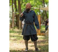 Schlichte Mittelalter Tunika langarm Blau "Malte" XL