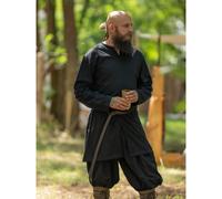 Schlichte Mittelalter Tunika langarm Schwarz "Malte" XL