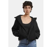 Allwetterjacke URBAN CLASSICS "Urban Classics Ladies Short Hooded Sherpa Jacket", Damen, Gr. 4XL, schwarz, 100% Polyester, unifarben, normal, ohne Ausschnitt, Jacken (26818035-4XL) schwarz