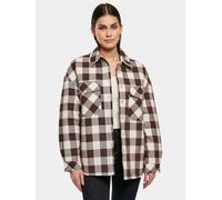 Hemdjacke URBAN CLASSICS "Urban Classics Damen Ladies Flanell Padded Overshirt", Damen, Gr. 4XL, pink, braun, 100% Baumwolle, mehrfarbig, normal, amerikanischer Ausschnitt, Jacken (64680235-4XL) pink,