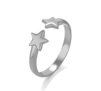 Schlichter Doppelstern-Wickelring für Frauen, modisch, niedlicher Glücksstern, dünn, winziges Band, stapelbar, erweiterbar, Finger, verstellbare Ringe, Verlobung, Ewigkeit, Versprechen, Schmuck