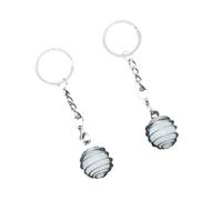 Schlichter Schlüsselanhänger aus Naturstein, runder Kristallanhänger, Amethyst, Rosenquarz, Schlüsselanhänger, geeignet als Autotaschen-Dekoration, Unisex, 1 Stück, 1 Stück, klarer Kristall,