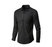 Schlichtes Hemd für Herren - langärmelig, einfarbig, bügelfrei, formelles Hemd, Business, Hochzeit, Hemden, schmale Passform, Arbeitshemden, Button-Down-Tops, Abschlussball, Performance-Hemden,