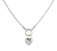 Schloss-Halskette für Damen und Herren, 925er Sterlingsilber, Herz-Anhänger, gedrehte Kette, Choker-Halskette, Vorhängeschloss für Damen und Herren