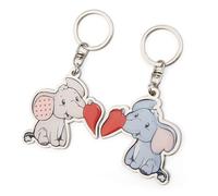 Schlüsselanhänger 2er-Set Love Elefant Metall grau - Begleiter Love-Tieranhänger mit Schlüsselring für Schlüsselband, Schlüsselbund & Schlüsselhalter