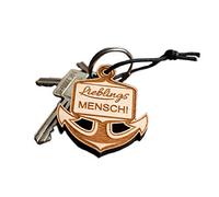 Schlüsselanhänger Anker aus Holz mit Gravur Geschenk Freunde