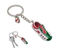 Schlüsselanhänger aus emailliertem Metall in Form eines Fußballschuhs mit Fußball - Design der italienischen Flagge, Geschenkidee für Fans und Sportler, elegantes Accessoire für Auto und Motorrad,