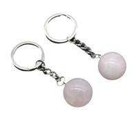Schlüsselanhänger aus Naturstein, rund, Kugel-Anhänger, Achat, Amethyst, Rosenquarz, Handtaschen-Dekoration, DIY-Schmuckherstellung, Mode-Accessoires, Unisex - 1 Stück, Rosenquarz, Einheitsgröße