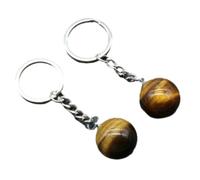 Schlüsselanhänger aus Naturstein, rund, Kugel-Anhänger, Achat, Amethyst, Rosenquarz, Handtaschen-Dekoration, DIY-Schmuckherstellung, Mode-Accessoires, Unisex - 1 Stück, Tigerauge-Stein, Einheit