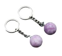 Schlüsselanhänger aus Naturstein, rund, Kugel-Anhänger, Achat, Amethyst, Rosenquarz, Handtaschen-Dekoration, DIY-Schmuckherstellung, Mode-Accessoires, Unisex - 1 Stück, Amethyste, Einheitsgröße