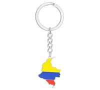 Schlüsselanhänger aus Stahl, Kolumbianische Karte, Flagge, Schlüsselanhänger, Nationalkarten, Ketten, stilvoller ethnischer Anhänger, Dekorationen, Legierung, Schlüsselanhänger, silber, One size