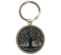 Schlüsselanhänger aus vergoldetem Metall, Baum des Lebens, 7,5 x 4 cm