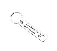 Schlüsselanhänger Auto You Have My Heart And My Ass Schlüsselanhänger, lustiger Mann, Geschenk, Valentinstag, für Ehemann, Freund, Geschenke, Edelstahl-Anhänger, Paare, Maus (Silver, One Size)