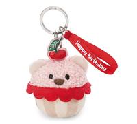Schlüsselanhänger Bär Cupcake "Happy Birthday" 7cm - rosa - Vielseitiger Plüschanhänger - mit herzlicher Message auf edlem Satinband, für dich selbst oder deinen Lieblingsmenschen | 62861
