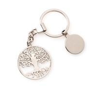 Schlüsselanhänger Baum des Lebens mit Medaille, geeignet zum Gravieren, Schlüsselanhänger aus poliertem Metall, rostfrei 7943E, silber / schwarz, without size