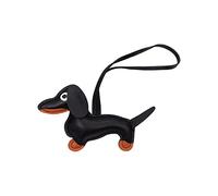 Schlüsselanhänger Dackel, Süße Welpe Hundetasche Anhänger Glücksbringer Dackel Keychain Geschenke für Lieblingsmensch Frauen Männer Kinder Geburtstag Schlüsselring (Black, One Size)