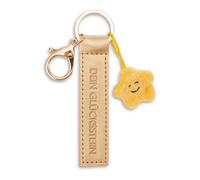NICI Schlüsselanhänger Dein Glücksstern – Kunstlederband gold, 10 cm