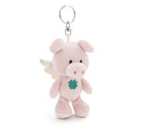 Schlüsselanhänger Dein Schutzengel Schwein mit Kleeblatt 10cm pink - Plüsch-Begleiter Kuscheltieranhänger mit Schlüsselring für Schlüsselband, Schlüsselbund & Schlüsselhalter