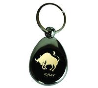 Schlüsselanhänger Einkaufschip Sternzeichen Geschenk Geburtstag Metall silber, Fische, Widder, Stier, Zwillinge, Krebs, Löwe, Jungfrau, Waage, Skorpion, Schütze, Steinbock, Wassermann (Stier)
