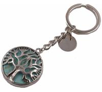 Schlüsselanhänger FIRETTI "Schmuck Geschenk Lebensbaum", Damen, blau (edelstahlfarben, türkis), Edelstahl, Basic, Schlüsselanhänger Schlüsselanhänger, mit Rosenquarz, Türkis, Aventurin, Howlith oder O