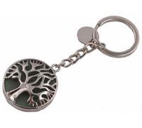 Schlüsselanhänger FIRETTI "Schmuck Geschenk Lebensbaum", Damen, grün (edelstahlfarben, grün), Edelstahl, Basic, Schlüsselanhänger Schlüsselanhänger, mit Rosenquarz, Türkis, Aventurin, Howlith oder Ony