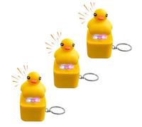Schlüsselanhänger Frosch mit Sound Knopf, Schlüsselanhänger Eidechsen Kinder mit Bunten Lichtern und Soundknopf, Schlüssel Anhänger Kleine Gelbe Ente, Lustiger Schlüsselring Auto für Stressabbau (S)