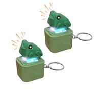 Schlüsselanhänger Frosch mit Sound Knopf, Schlüsselanhänger Eidechsen Kinder mit Bunten Lichtern und Soundknopf, Schlüssel Anhänger Kleine Gelbe Ente, Lustiger Schlüsselring Auto für Stressabbau (E)