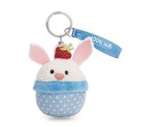 Schlüsselanhänger Hase Cupcake "100% süß" 7cm - weiß - Vielseitiger Plüschanhänger - mit herzlicher Message auf edlem Satinband, für dich selbst oder deinen Lieblingsmenschen | 62862