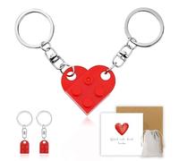 Schlüsselanhänger Herz, Abnehmbare Zwei Herzförmige Bausteine Schlüsselanhänger, Paar Geschenke für Beide, Schlüsselanhänger Taschenanhänger, Valentinstag Jahrestag Liebes Geschenk für Sie und Ihn