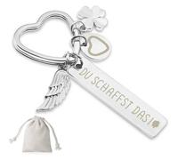 Schlüsselanhänger Herz graviert Auto Silber du Schaffst Das