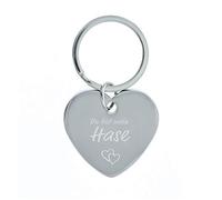 Schlüsselanhänger Herz mit Gravur "Du bist mein Hase" - Silberfarbener Metallanhänger - Geschenkidee zum Jahrestag, Geburtstag, Valentinstag, Muttertag - Herzschlüsselanhänger - STEMPEL-FABRIK