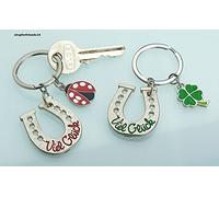 Schlüsselanhänger Hufeisen Viel Glück mit roter Schrift