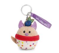 Schlüsselanhänger Hund Cupcake "Let´s celebrate" 7cm - beige - Vielseitiger Plüschanhänger - mit herzlicher Message auf edlem Satinband, für dich selbst oder deinen Lieblingsmenschen | 62867