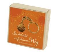 Schlüsselanhänger Jakobsmuschel, in Schachtel Sei behütet auf deinem Weg