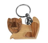 Schlüsselanhänger Katze aus Olivenholz - Detailgetreu, robust & widerstandsfähig - 5x5cm Braun - Perfekt als Geschenk - Unikat aus Italien