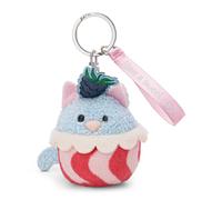 Schlüsselanhänger Katze Cupcake "Have a sweet day" 7cm - blau - Vielseitiger Plüschanhänger - mit herzlicher Message auf edlem Satinband, für dich selbst oder deinen Lieblingsmenschen | 62868