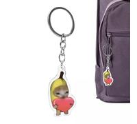 Schlüsselanhänger Katze | Niedliche Weinen Geräusche machen Schlüsselanhänger - Kreative Lustige 2D Acryl Handykette mit Lanyard für Geldbörse, Schultaschendekoration, Katze Banane Love 4 cm [runde