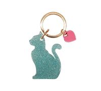 Schlüsselanhänger "Katze" türkis Glitzer
