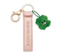 Schlüsselanhänger "Kleines Glück" Kunstlederband roségold 10cm mit Kleeblatt, Rotgold