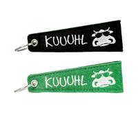 Schlüsselanhänger, "Landleben", Schriftzug, Filz, grün, schwarz, 2fach L. 1 cm, B. 4 cm, H. 14 cm