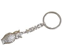 Schlüsselanhänger Metall Eule silber 11cm in Geschenkbox