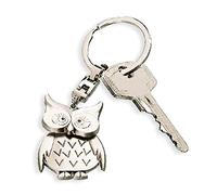 Schlüsselanhänger Metall Eule silber matt mit beweglichem Körper 10cm einzeln in