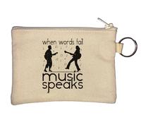 Schlüsselanhänger mit Aufschrift "When Words Fail Music Speaks Guitar Musical Notes" Beige