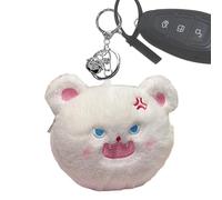 Schlüsselanhänger mit Cartoon-Tieren aus Plüsch - Geldbörse für Tiere, niedliche Geldbörse, Geldbörse, Geldbörse, tragbare Geldbörse, Schlüsselanhänger, Tasche Dekoration, weiß, Consulte la