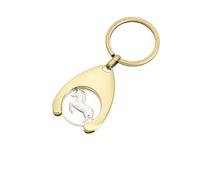 Schlüsselanhänger mit Einkaufswagenchip Einkaufswagenlöser Einkaufswagen Einkaufschip chip Auto Tasche Geldbörse Rucksack Anhänger Deko Pferd Pony Reiter reiten Geschenk (Gold, Pony Springen)