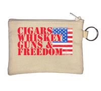 Schlüsselanhänger mit Flagge, Motiv: Zigarren, Whiskey Guns und Freiheit, Motiv: Flagge der Vereinigten Staaten von Amerika, Beige