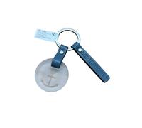 Schlüsselanhänger mit Frostglas und Echtleder „Heimathafen“ Maritimer Anhänger von räder design L.9,2cm B.5,3cm