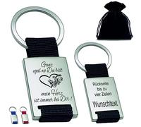 Schlüsselanhänger mit Gravur - Ganz egal wo du bist mein Herz ist immer bei dir Schmetterling Herz floral - inkl. Samtbeutel Geschenk Idee