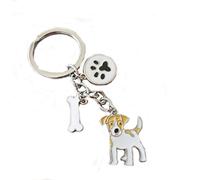 Schlüsselanhänger mit Hundemotiv, niedlicher Metall-Schlüsselanhänger, Taschenanhänger, 10 cm, (Jack Russell)